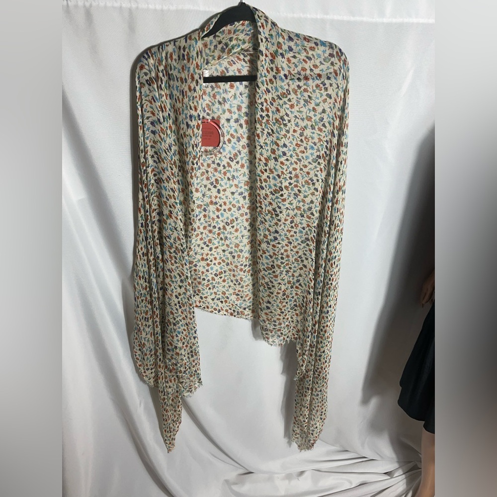 Mossimo Supply Co Tan Floral Sheer Scarf Wrap Shawl 100% Rayon One Size NWT